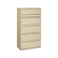 700 Series Five-drawer Lateral File W-roll-out Shelf, 36w X 18d X 64 1-4h, Putty
