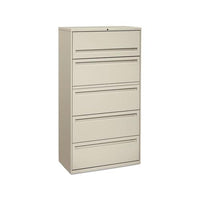 700 Series Five-drawer Lateral File With Roll-out Shelf, 36w X 18d X 64.25h, Light Gray