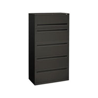 700 Series Five-drawer Lateral File With Roll-out Shelf, 36w X 18d X 64.25h, Charcoal