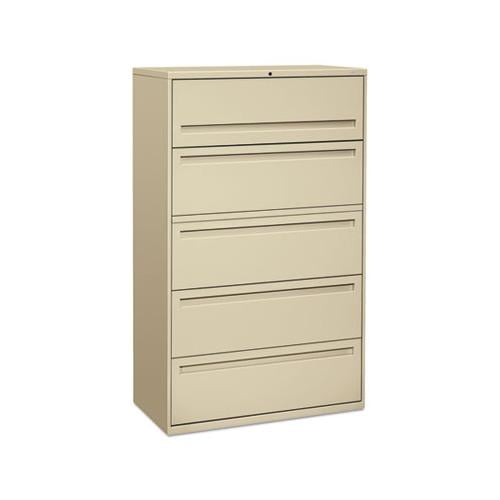 700 Series Five-drawer Lateral File With Roll-out Shelves, 42w X 18d X 64.25h, Putty