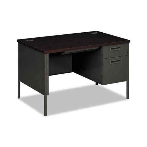 Metro Classic Right Pedestal Desk, 48w X 30d X 29.5h, Mahogany-charcoal