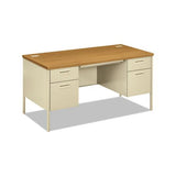 Metro Classic Double Pedestal Desk, 60w X 30d X 29.5h, Harvest-putty