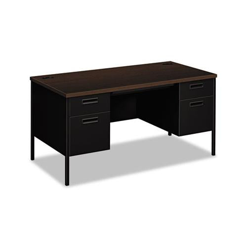 Metro Classic Double Pedestal Desk, 60w X 30d X 29.5h, Mocha-black