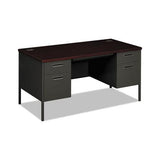 Metro Classic Double Pedestal Desk, 60w X 30d X 29.5h, Mahogany-charcoal