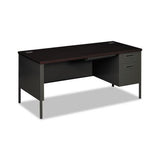 Metro Classic Right Pedestal Desk, 66w X 30d 29.5h, Mahogany-charcoal