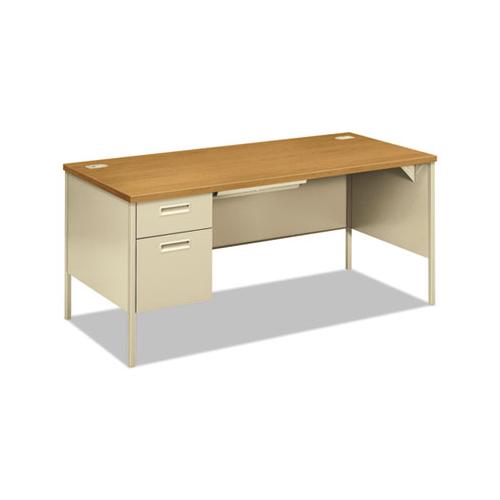 Metro Classic Left Pedestal Desk, 66w X 30d X 29.5h, Harvest-putty