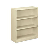 Metal Bookcase, Three-shelf, 34-1-2w X 12-5-8d X 41h, Putty