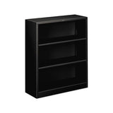 Metal Bookcase, Three-shelf, 34-1-2w X 12-5-8d X 41h, Black