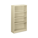 Metal Bookcase, Four-shelf, 34-1-2w X 12-5-8d X 59h, Putty