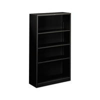 Metal Bookcase, Four-shelf, 34-1-2w X 12-5-8d X 59h, Black