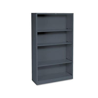 Metal Bookcase, Four-shelf, 34-1-2w X 12-5-8d X 59h, Charcoal