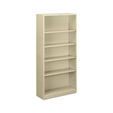 Metal Bookcase, Five-shelf, 34-1-2w X 12-5-8d X 71h, Putty