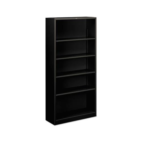 Metal Bookcase, Five-shelf, 34-1-2w X 12-5-8w X 71h, Black