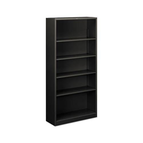 Metal Bookcase, Five-shelf, 34-1-2w X 12-5-8d X 71h, Charcoal