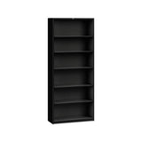 Metal Bookcase, Six-shelf, 34-1-2w X 12-5-8d X 81-1-8h, Black