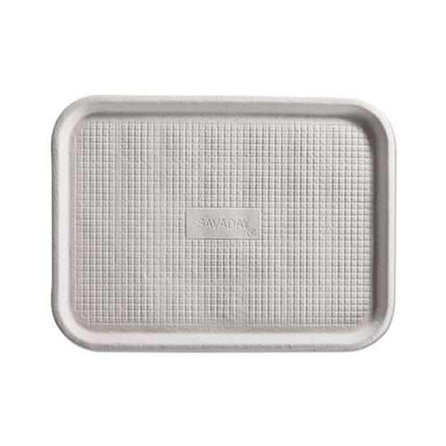 Savaday Molded Fiber Flat Food Tray, White, 12x16, 200-carton