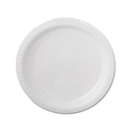 Heavyweight Plastic Plates, 9" Diameter, White, 125-pack, 4 Packs-ct