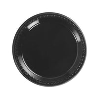 Heavyweight Plastic Plates, 9" Diamter, Black, 125-pack, 4 Packs-ct