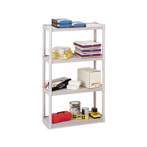 Rough N Ready Four-shelf Open Storage System, Resin, 32w X 13d X 54h, Platinum