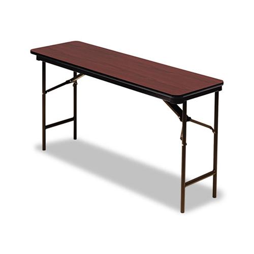 Premium Wood Laminate Folding Table, Rectangular, 60w X 18d X 29h, Mahogany