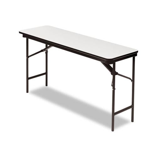 Premium Wood Laminate Folding Table, Rectangular, 60w X 18d X 29h, Gray-charcoal