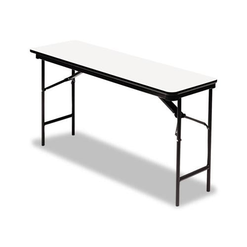 Premium Wood Laminate Folding Table, Rectangular, 72w X 18d X 29h, Gray-charcoal