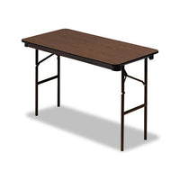 Economy Wood Laminate Folding Table, Rectangular, 48w X 24d X 29h, Walnut