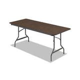 Economy Wood Laminate Folding Table, Rectangular, 72w X 30d X 29h, Walnut