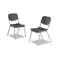 Rough 'n Ready Original Stack Chair, Charcoal Seat-charcoal Back, Silver Base, 4-carton