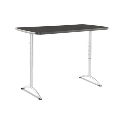 Arc Sit-to-stand Tables, Rectangular Top, 60w X 30d X 30-42h, Graphite-silver