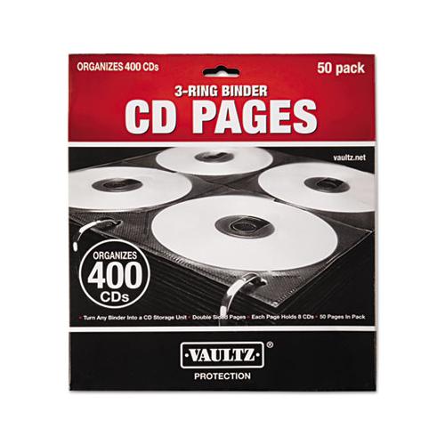 Two-sided Cd Refill Pages For Three-ring Binder, 50-pack