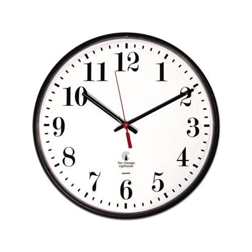 Quartz Slimline Clock, 12.75" Overall Diameter, Black Case, 1 Aa (sold Separately)