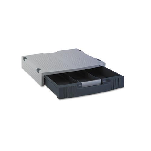 Single-level Monitor Stand W-storage Drawer, 15 X 11 X 3, Light Gray-charcoal