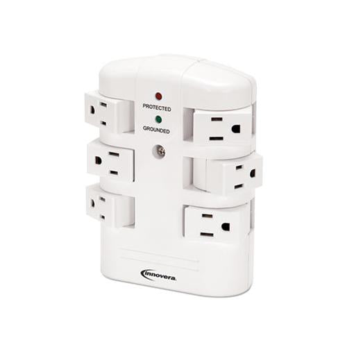 Wall Mount Surge Protector, 6 Outlets, 2160 Joules, White