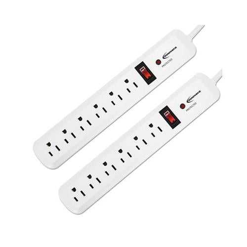 Surge Protector, 6 Outlets, 4 Ft Cord, 540 Joules, White, 2-pk