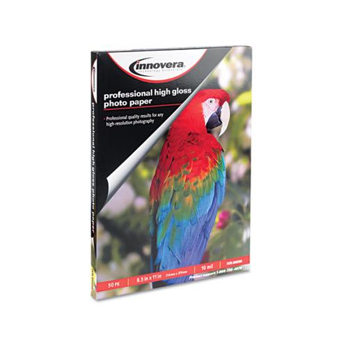 High-gloss Photo Paper, 10 Mil, 8.5 X 11, High-gloss White, 50-pack
