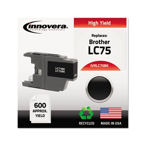 Remanufactured Black High-yield Ink, Replacement For Brother Lc75bk, 600 Page-yield