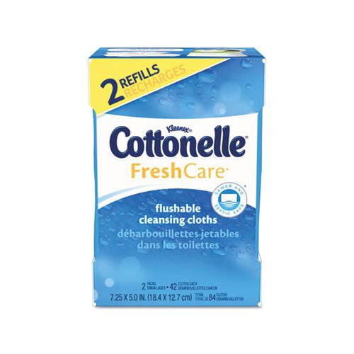 Fresh Care Flushable Cleansing Cloths, White, 3.73 X 5.5, 84-pack