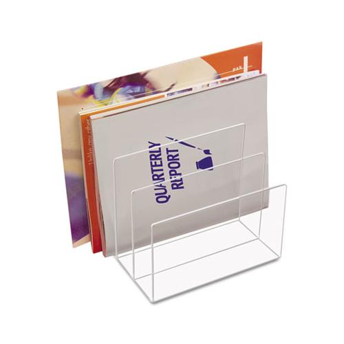 Clear Acrylic Desk File, 3 Sections, Letter To Legal Size Files, 8" X 6.5" X 7.5", Clear