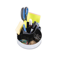 Rotating Desk Organizer, Plastic, 6 X 5 3-4 X 4 1-2, Black-silver