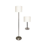 Slim Line Lamp Set, Table 12 5-8" High And Floor 61.5" High, 12"; 6"w X 61.5"; 12.63"h, Silver