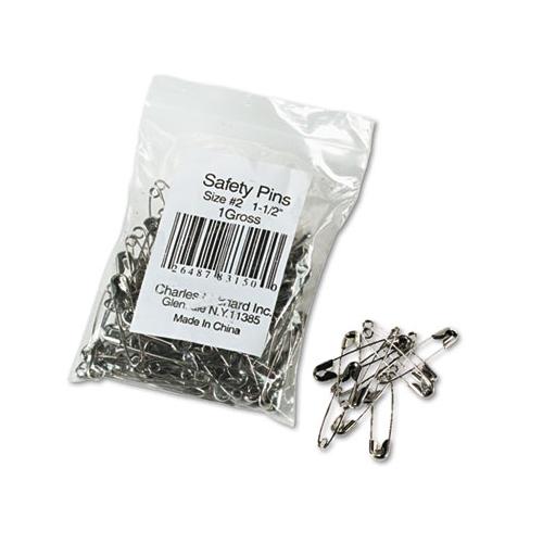 Safety Pins, Nickel-plated, Steel, 1 1-2" Length, 144-pack