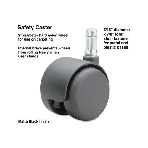 Safety Casters, Standard Neck, Nylon, B Stem, 110 Lbs-caster, 5-set