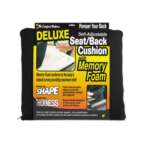 Deluxe Seat-back Cushion With Memory Foam, 17w X 2.75d X 17.5h, Black