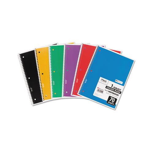 Spiral Notebook, 1 Subject, Medium-college Rule, Assorted Color Covers, 10.5 X 7.5, 70 Sheets