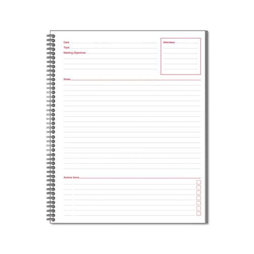 Wirebound Guided Business Notebook, Meeting Notes, Dark Gray, 11 X 8.25, 80 Sheets