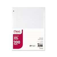 Filler Paper, 3-hole, 8 X 10.5, Wide-legal Rule, 200-pack