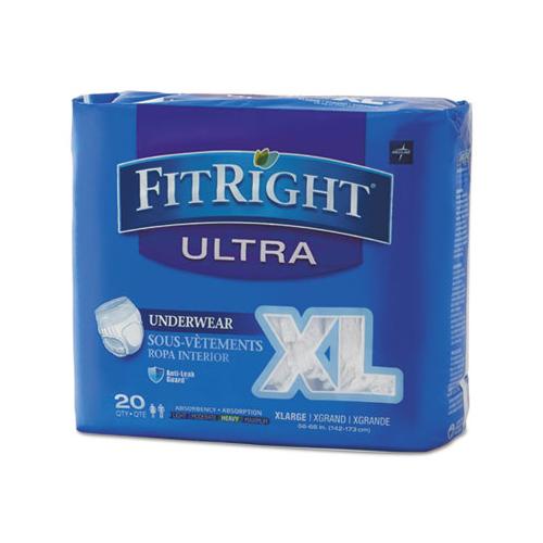 Fitright Ultra Protective Underwear, X-large, 56" To 68" Waist, 20-pack, 4 Pack-carton