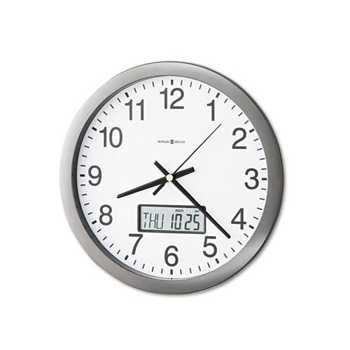 Chronicle Wall Clock With Lcd Inset, 14" Overall Diameter, Gray Case, 1 Aa (sold Separately)