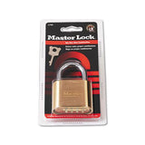 Resettable Combination Padlock, 2" Wide, Brass